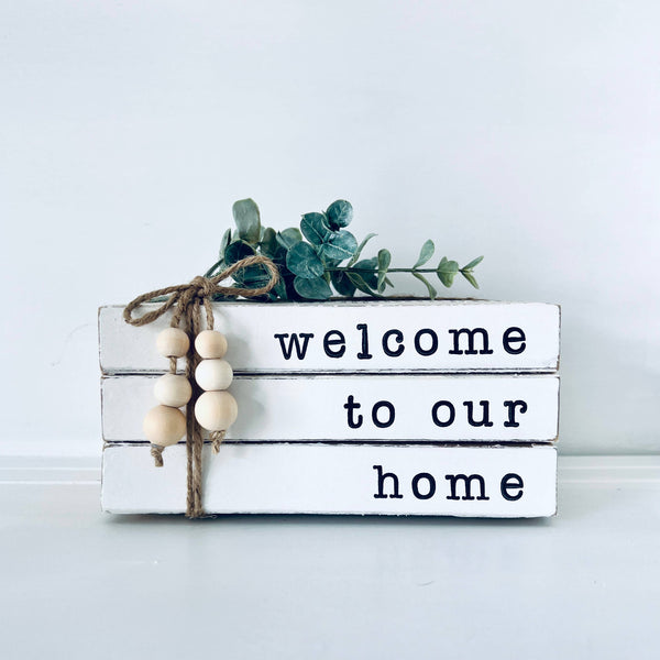 878-04 Welcome To Our Home Book Stack - Chickabay Creations - Painted Door on Main