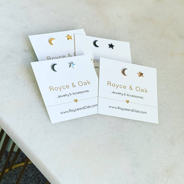 846-15 Moon & Star Earrings - Royce and Oak