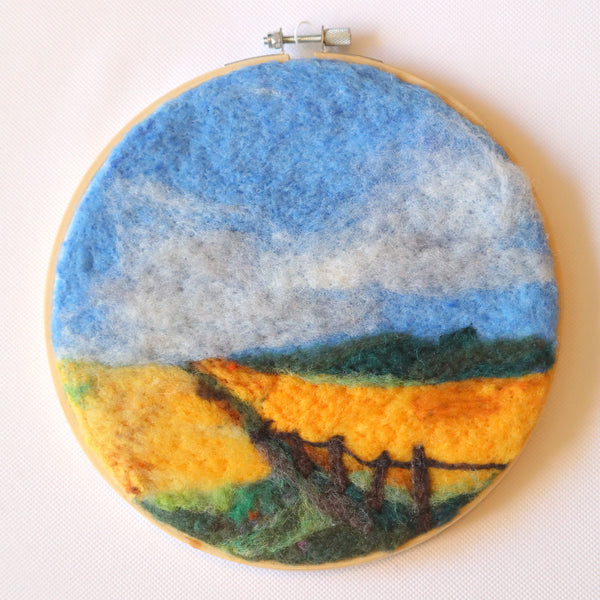 116-06 Hoop Framed Felted Art - Elaine Grandon Fibre Arts - Painted Door on Main