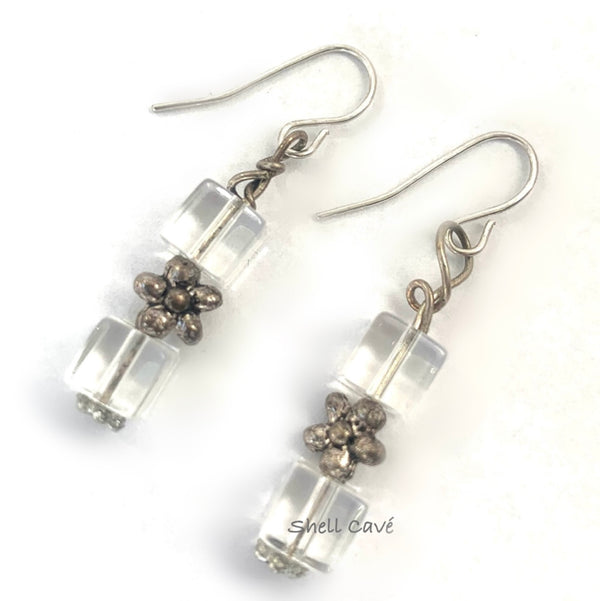 036-07 Crystal Beaded Earrings - Shell Cavé Studio