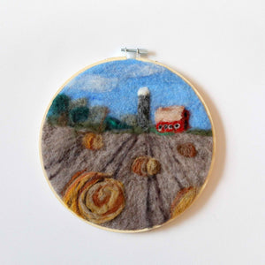 116-06 Hoop Framed Felted Art - Elaine Grandon Fibre Arts - Painted Door on Main