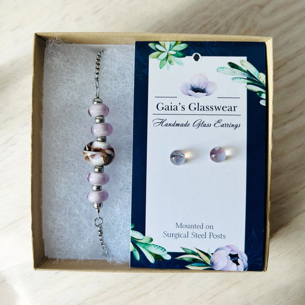 127-05 Glass Bracelet & Earring Box Set - Gaia's Glasswear