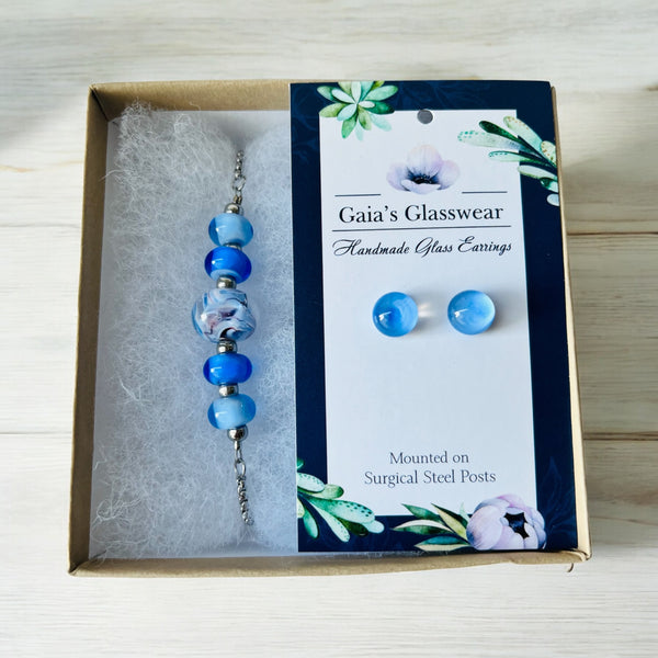 127-05 Glass Bracelet & Earring Box Set - Gaia's Glasswear