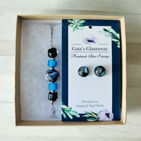 127-05 Glass Bracelet & Earring Box Set - Gaia's Glasswear