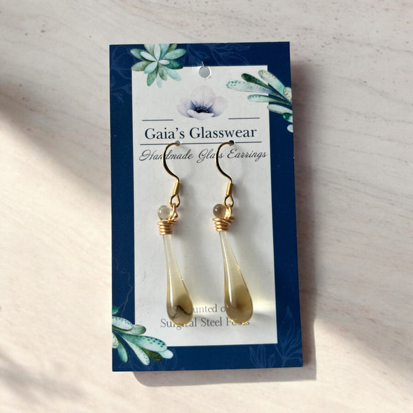 127-02 Glass Teardrop Earrings - Gaia's Glasswear