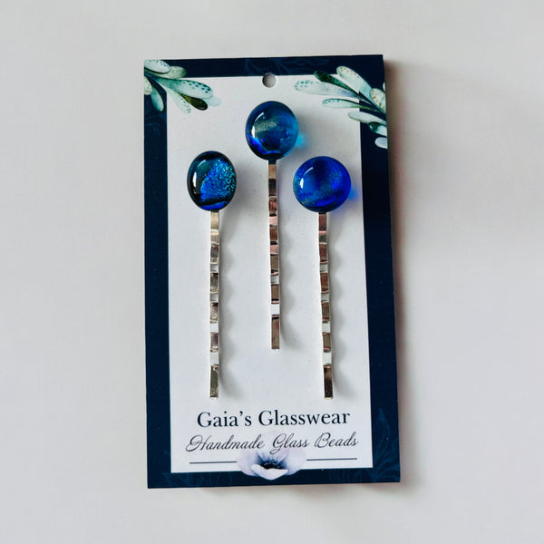 127-06 Glass Bobby Pin Set - Gaia's Glasswear - Painted Door on Main