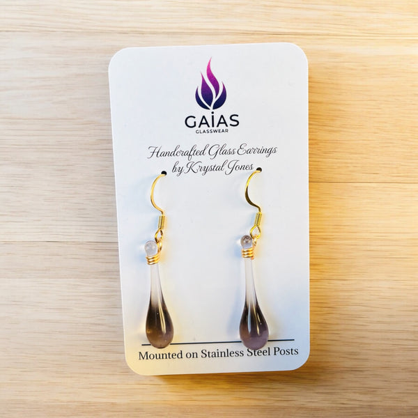 127-02 Glass Teardrop Earrings - Gaia's Glasswear