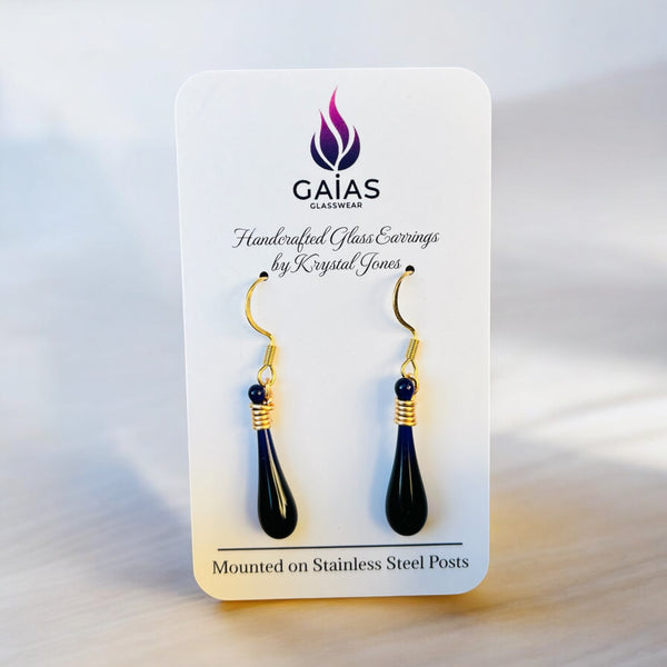 127-02 Glass Teardrop Earrings - Gaia's Glasswear