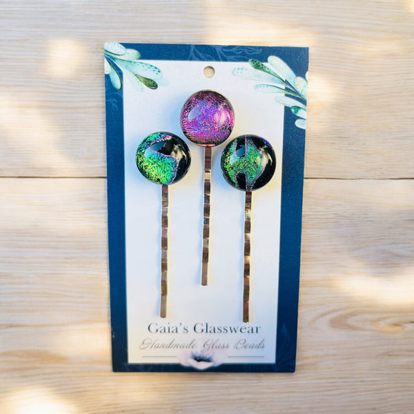 127-06 Glass Bobby Pin Set - Gaia's Glasswear