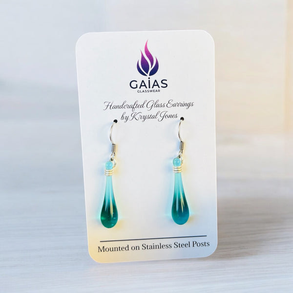 127-02 Glass Teardrop Earrings - Gaia's Glasswear