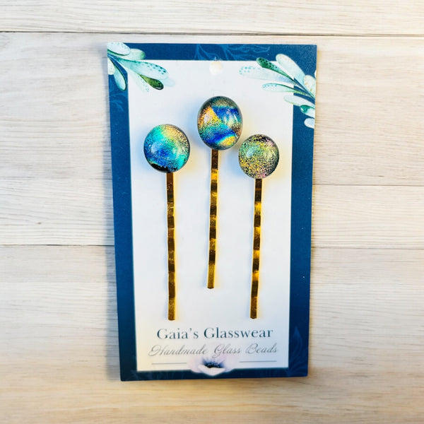 127-06 Glass Bobby Pin Set - Gaia's Glasswear - Painted Door on Main