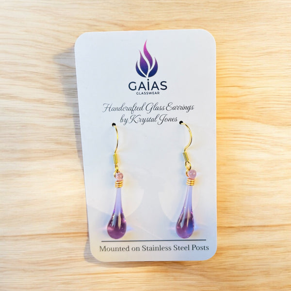 127-02 Glass Teardrop Earrings - Gaia's Glasswear