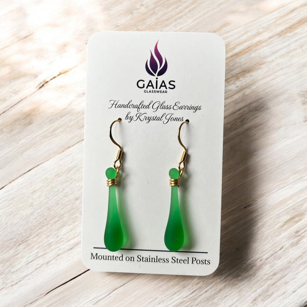 127-02 Glass Teardrop Earrings - Gaia's Glasswear