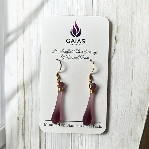 127-02 Glass Teardrop Earrings - Gaia's Glasswear