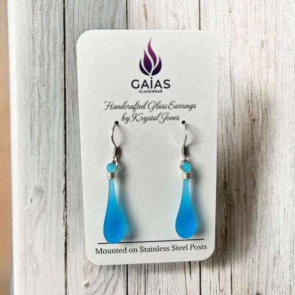 127-02 Glass Teardrop Earrings - Gaia's Glasswear