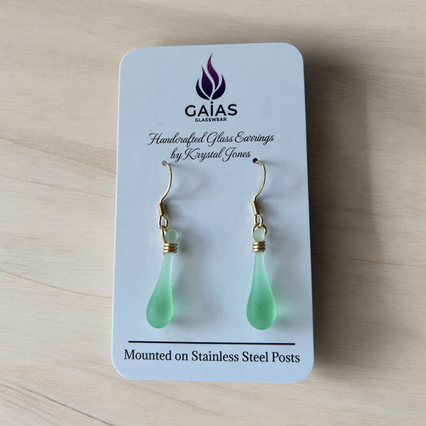 127-02 Glass Teardrop Earrings - Gaia's Glasswear