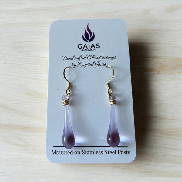 127-02 Glass Teardrop Earrings - Gaia's Glasswear