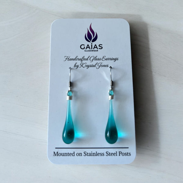 127-02 Glass Teardrop Earrings - Gaia's Glasswear