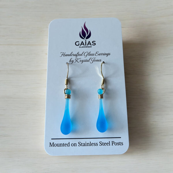 127-02 Glass Teardrop Earrings - Gaia's Glasswear