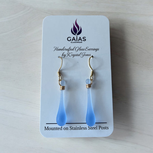 127-02 Glass Teardrop Earrings - Gaia's Glasswear