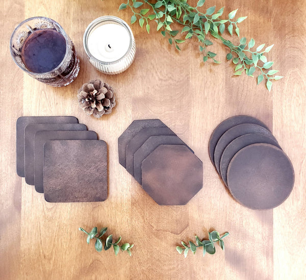 884-01 Distressed Leather Coaster Sets - NAB Leather